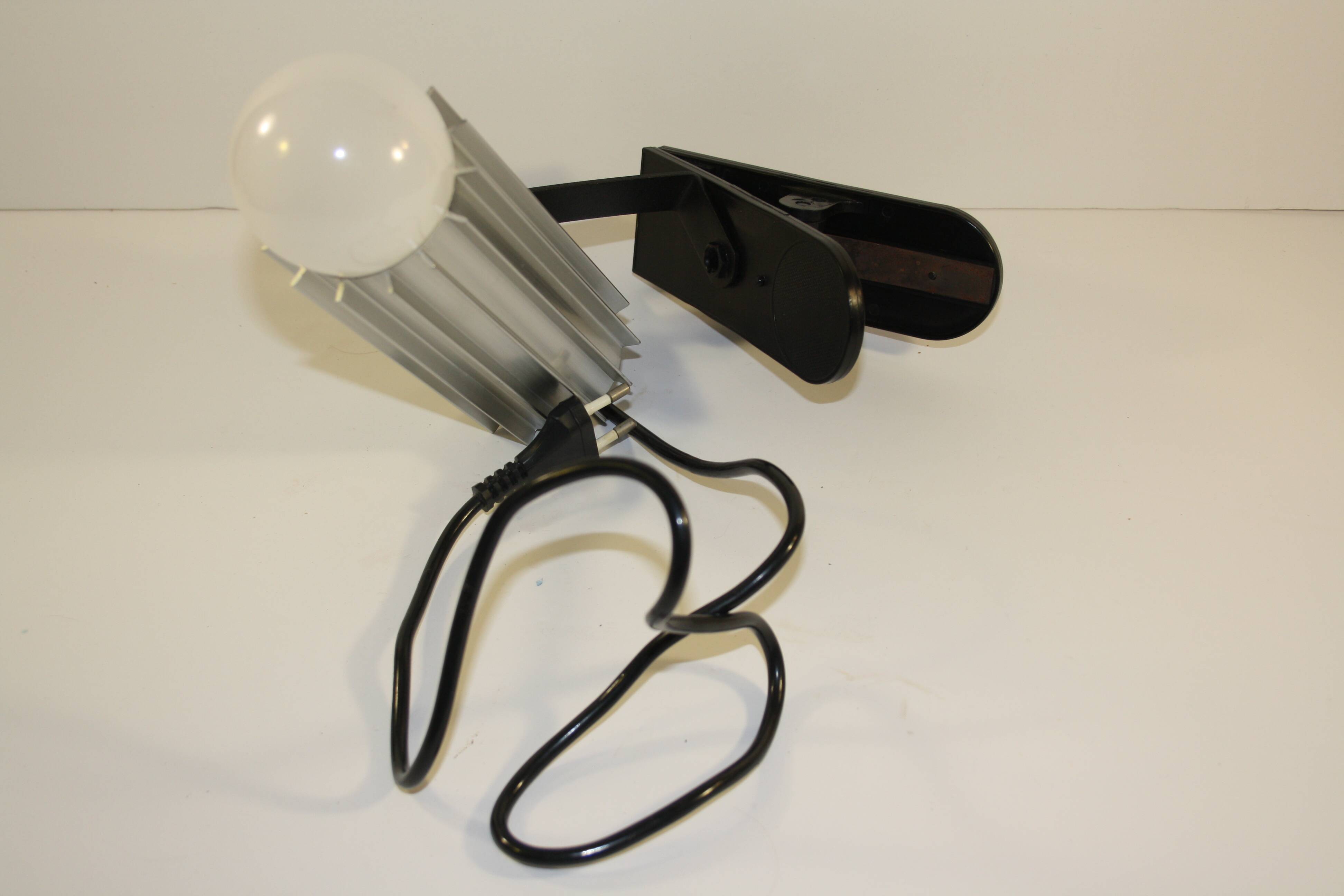 Silver lamp with vintage clamp.