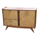 Enfilade of the 50s in oak and mahogany feet compass