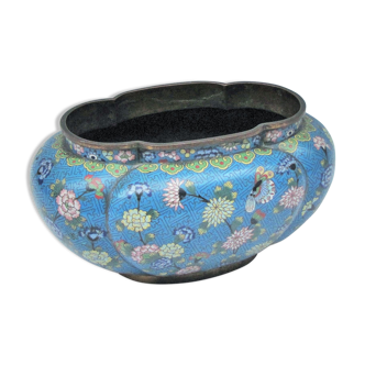 Jardinière ovale en email cloisonné
