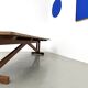 Large refectory table in solid pine and beech, with an X-shaped base.