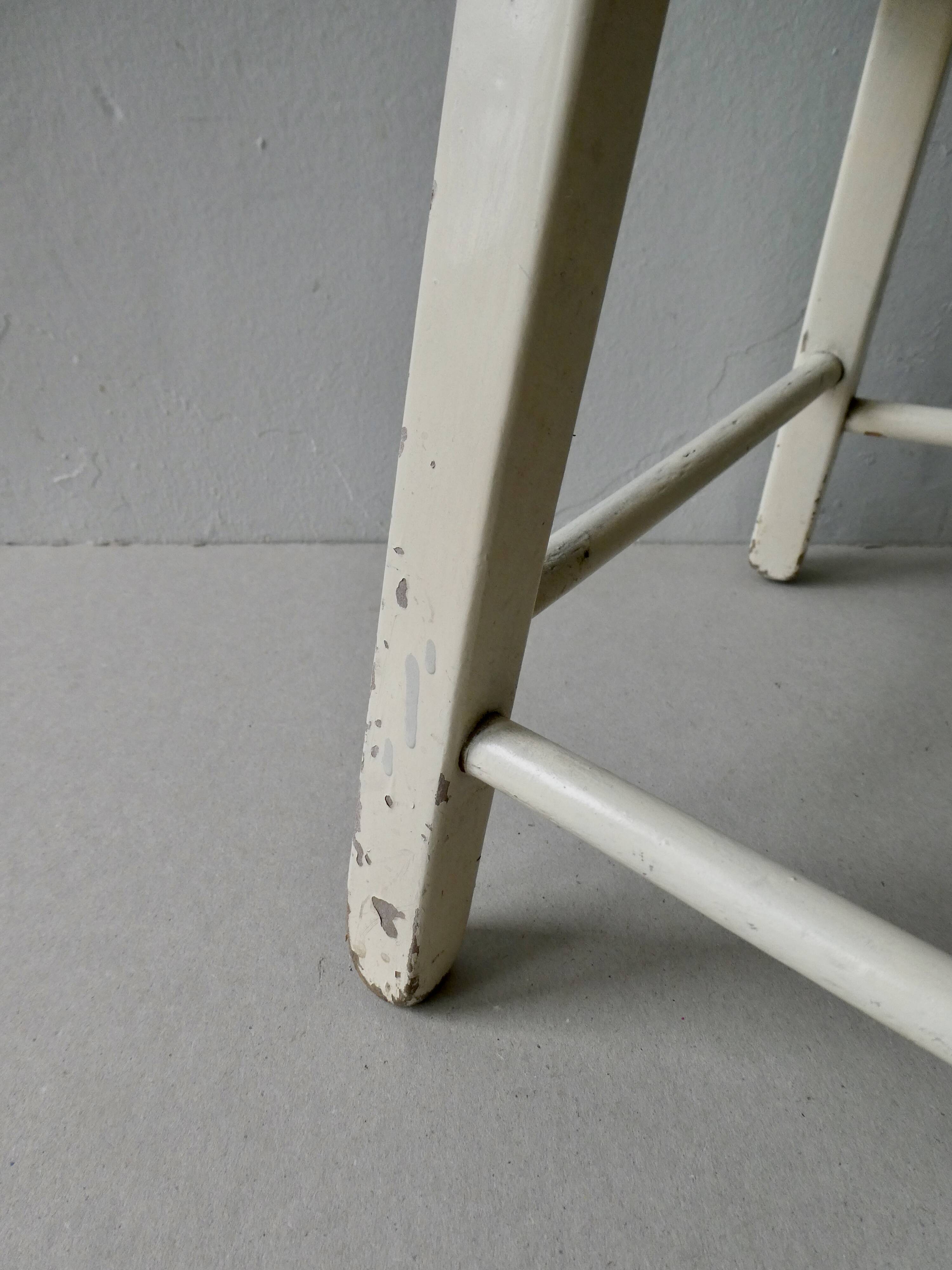 Wooden children's chair, white patina, 60s