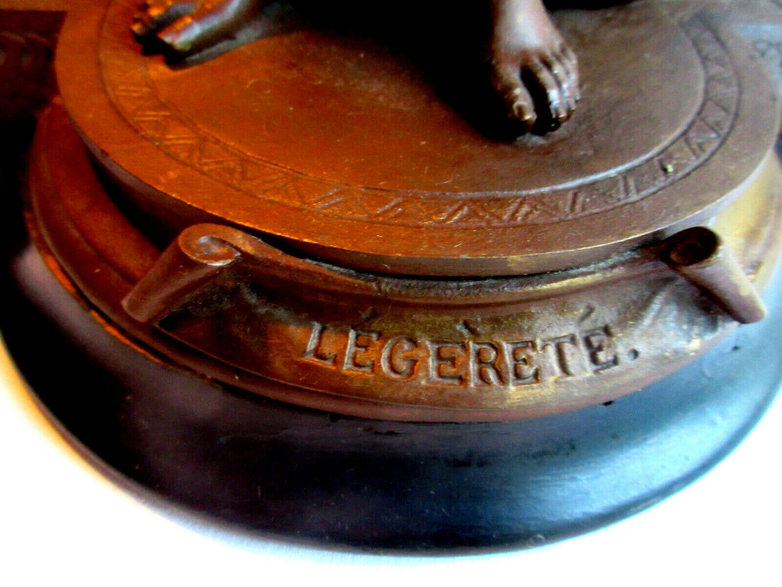 Lamp foot, metal sculpture statue: Woman and angelot "Lightness", Napoleon III