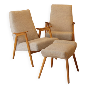 Paire de fauteuils années - ottoman 1960