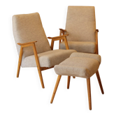 1960s armchair pair + ottoman