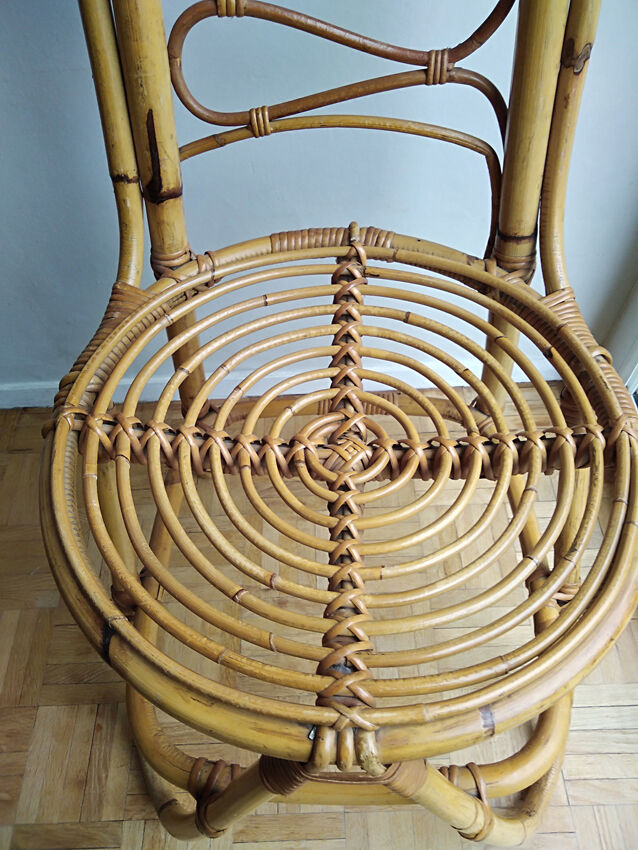 Chair rattan french work of the 1960