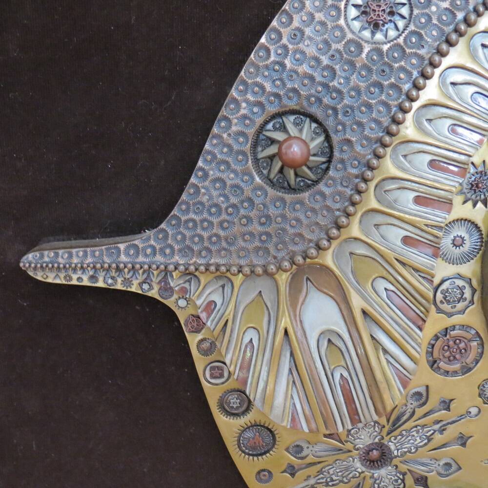 Giovanni  Schoeman Brutalist Cold Cast Metal Sculpture Fish Wall Hanging