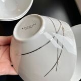 5 White and Silver Porcelain Bowls Made in France