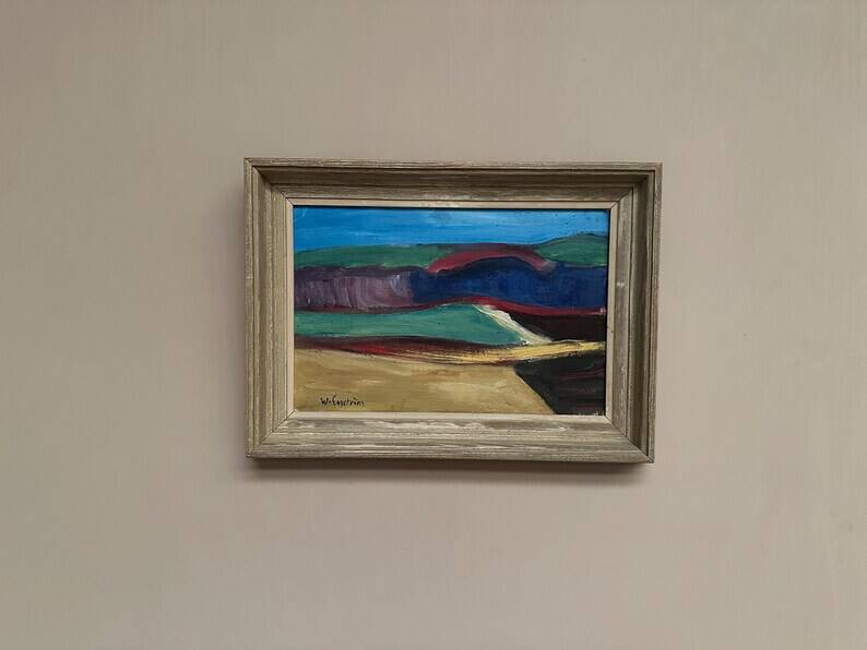 Original Swedish Oil on Canvas – “Abstract Landscape” by W. Engström – Dated 1900 – Signed – Vintage & Framed – 40 × 30 cm (23.6" x 16.5")