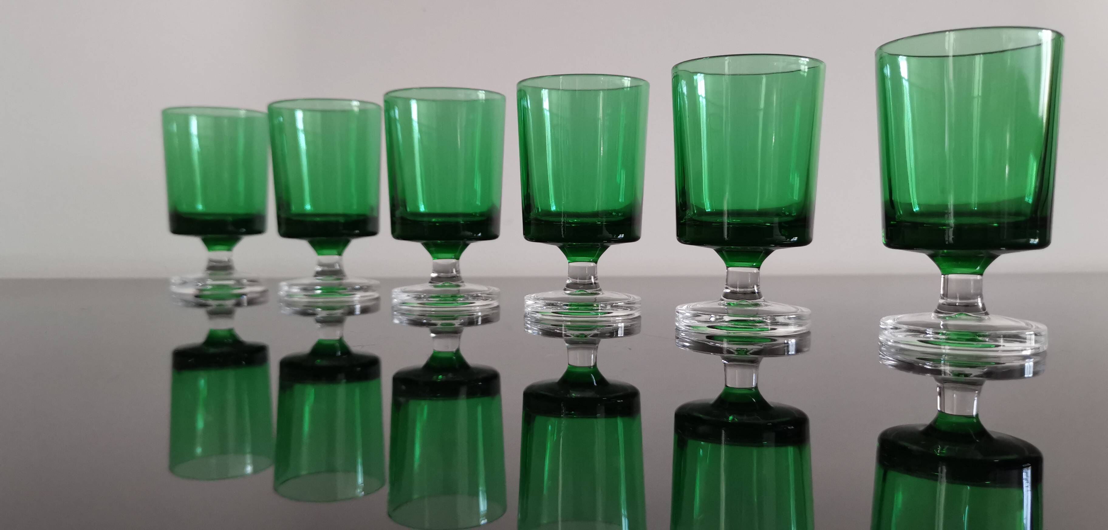 6 verres apéritif Luminarc Cavalier couleur vert bouteille