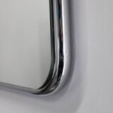 1980s Italian Rectangular Mirror in Tubular Chrome Plated Frame