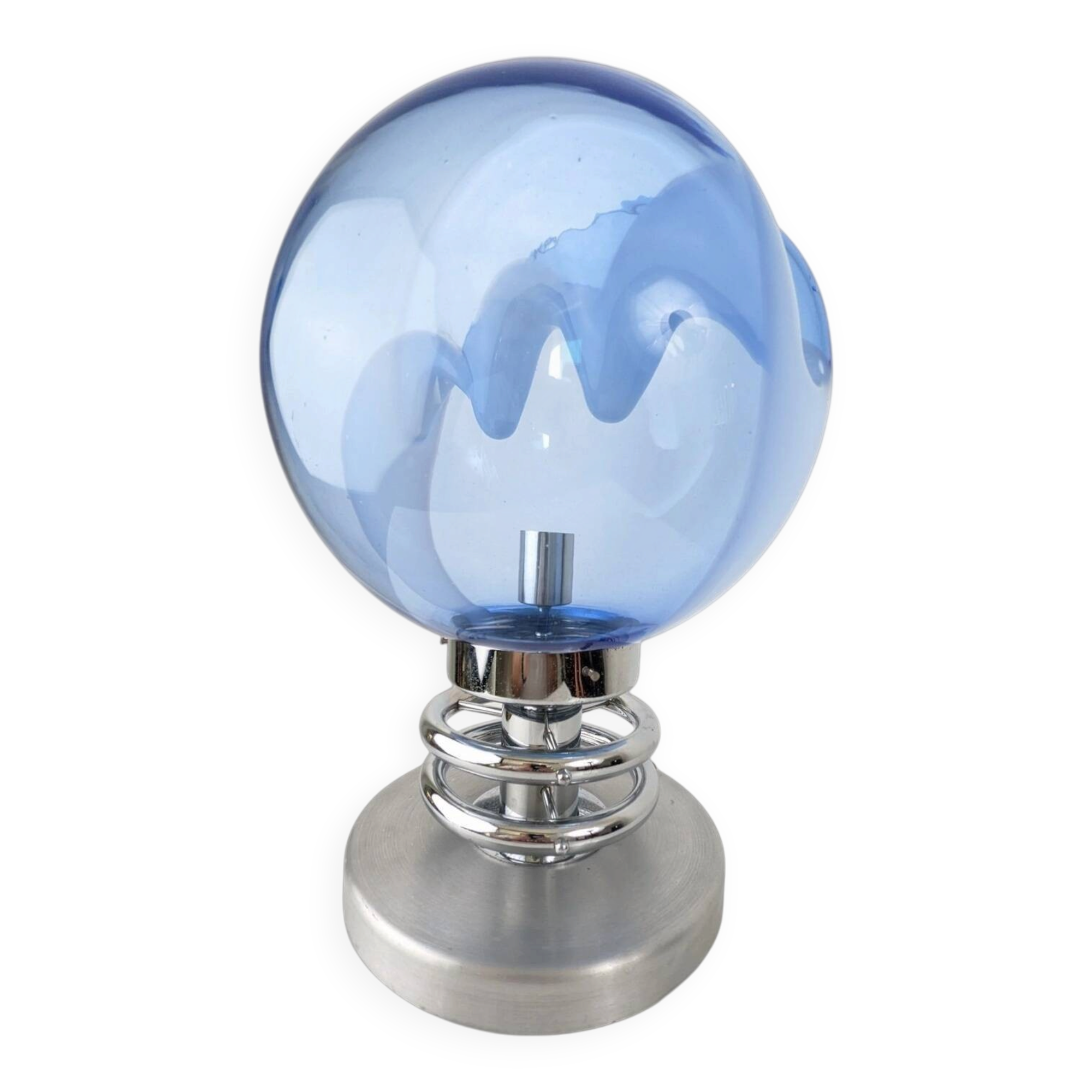 "Membrane" lamp by Toni Zuccheri in blue glass and chrome from Murano year