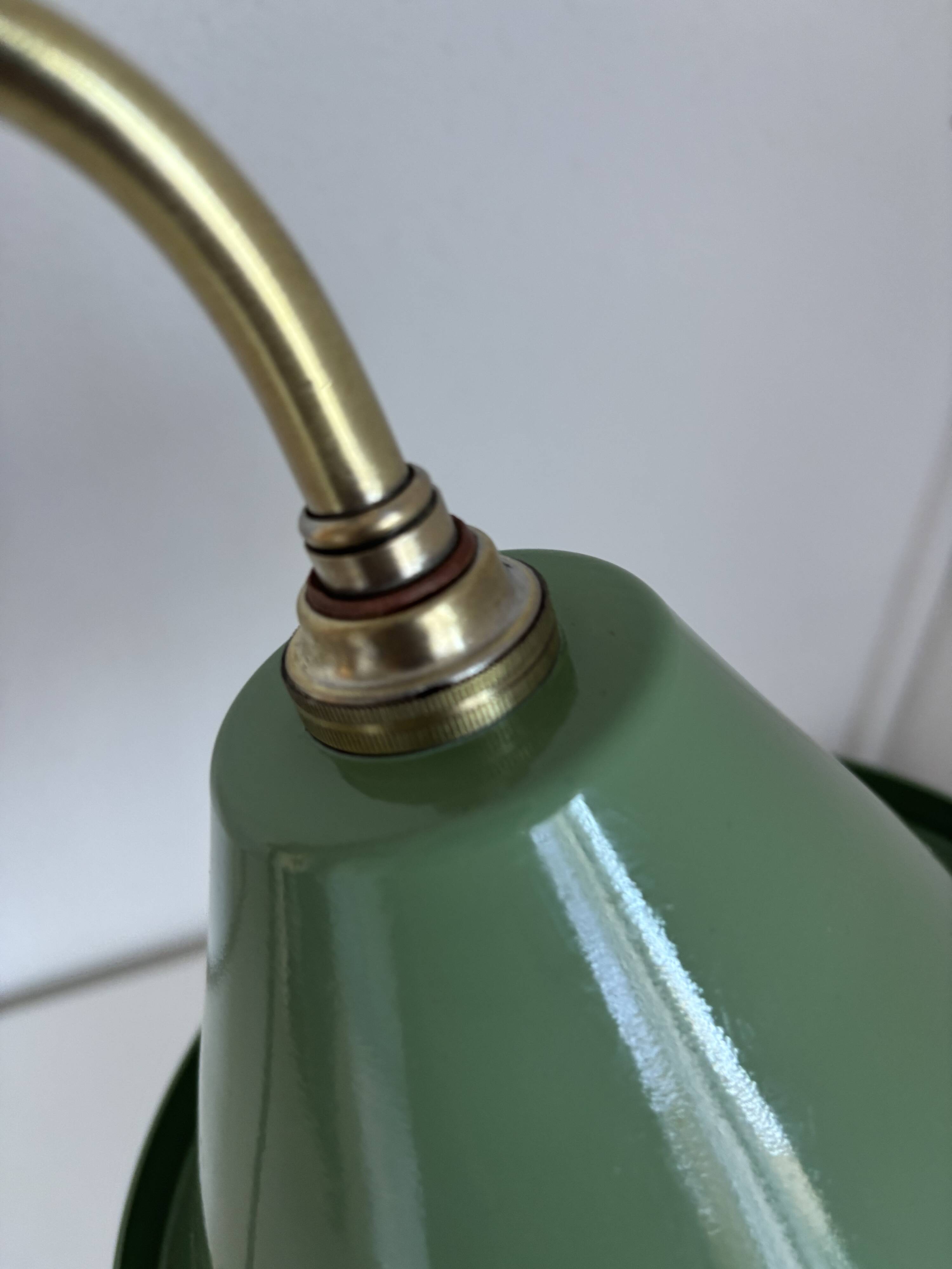 Vintage lamp 1920 Monix nickel-plated metal sage green sheet - 50 cm