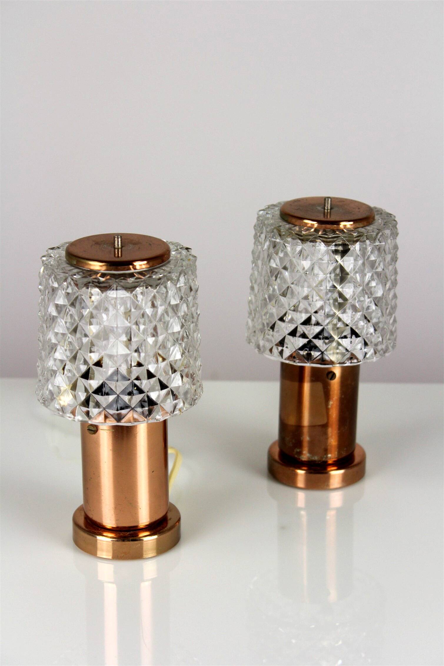 Copper Table Lamps from Kamenicky Senov, 1970s, Set of 2