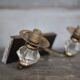 Art Deco wall sconce, brass and Sèvres crystal, light fixture.