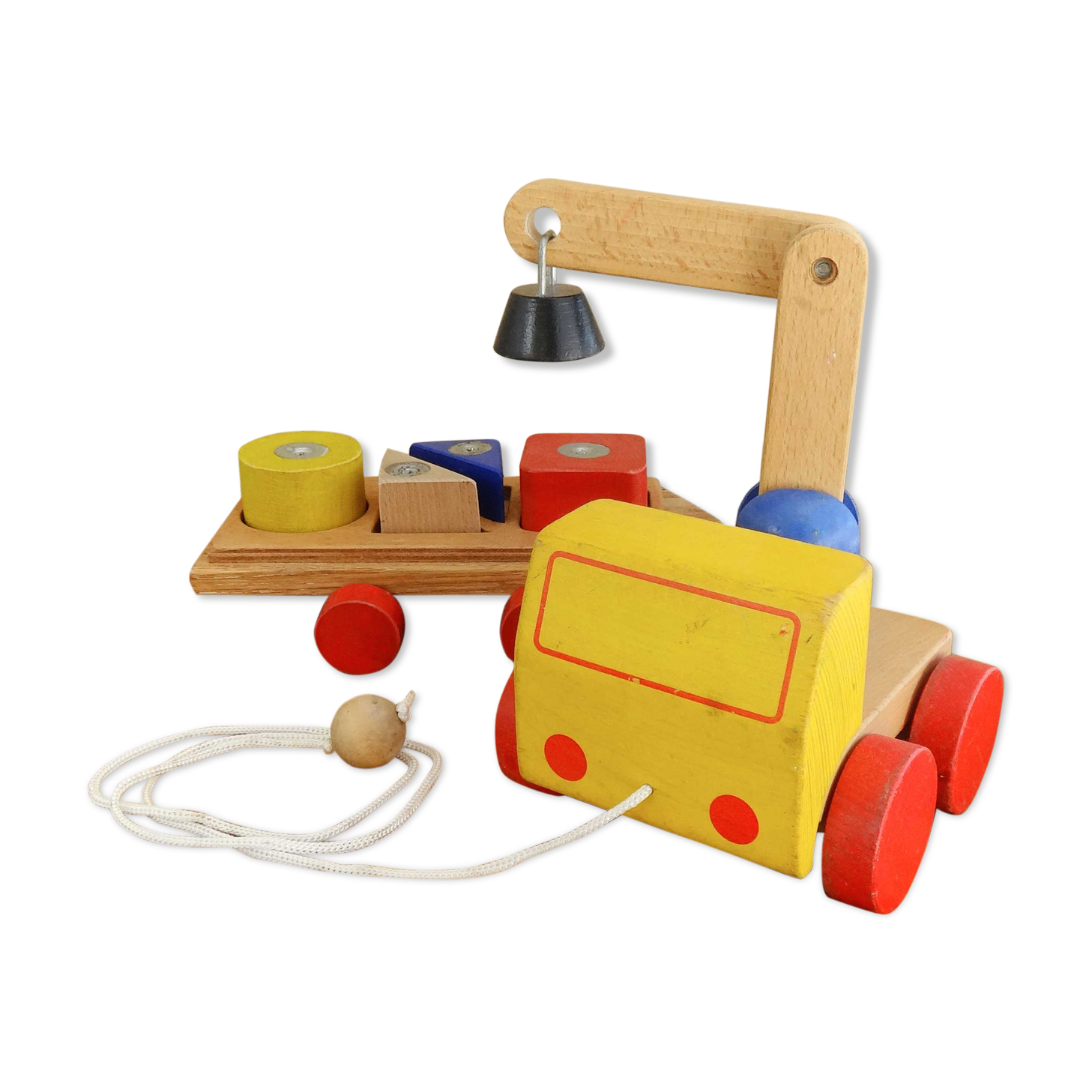 Tow truck with wooden steerable crane - 1980s