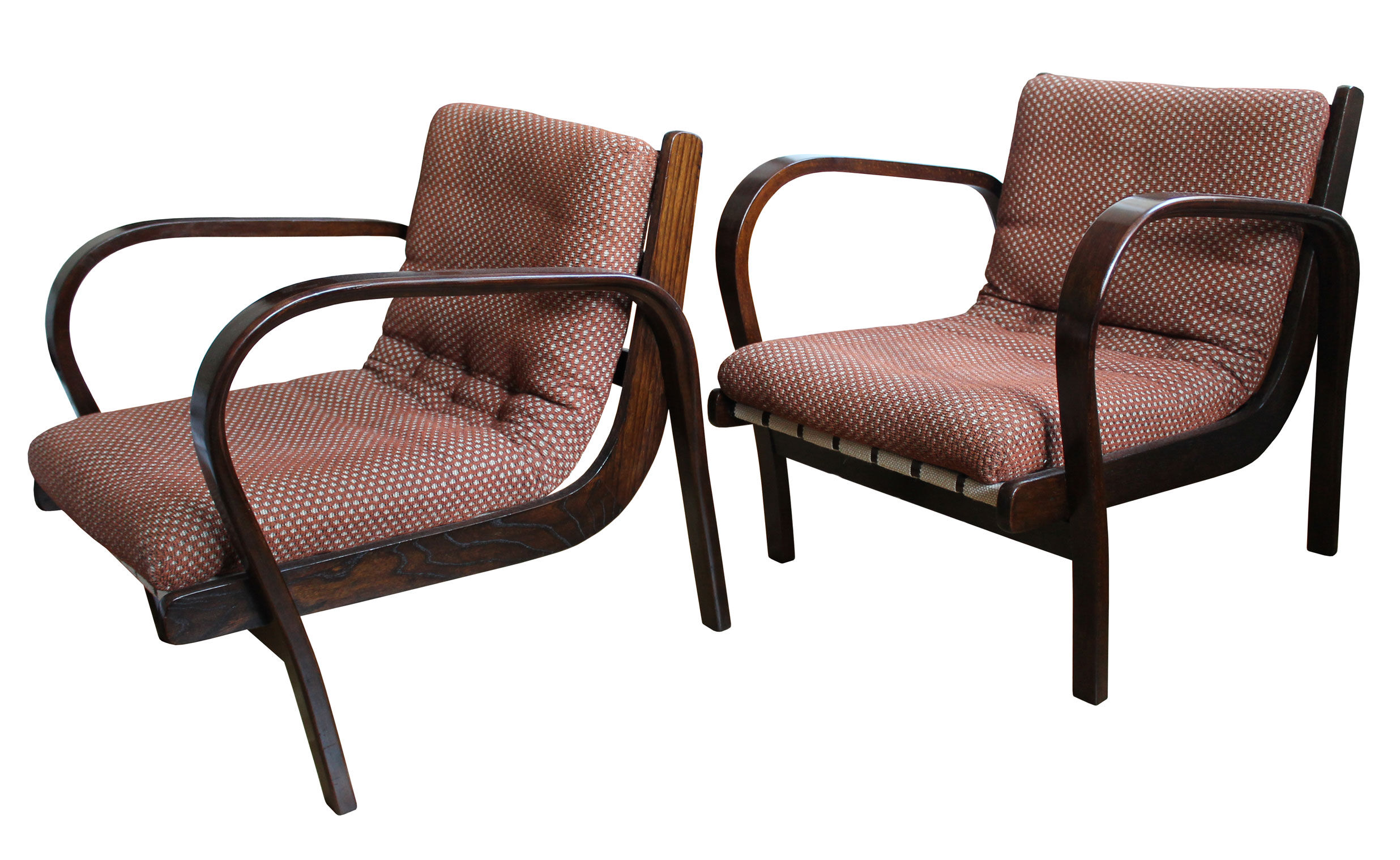 Pair of 1950's armchairs by Kropacek and Kozelka for Interier Praha