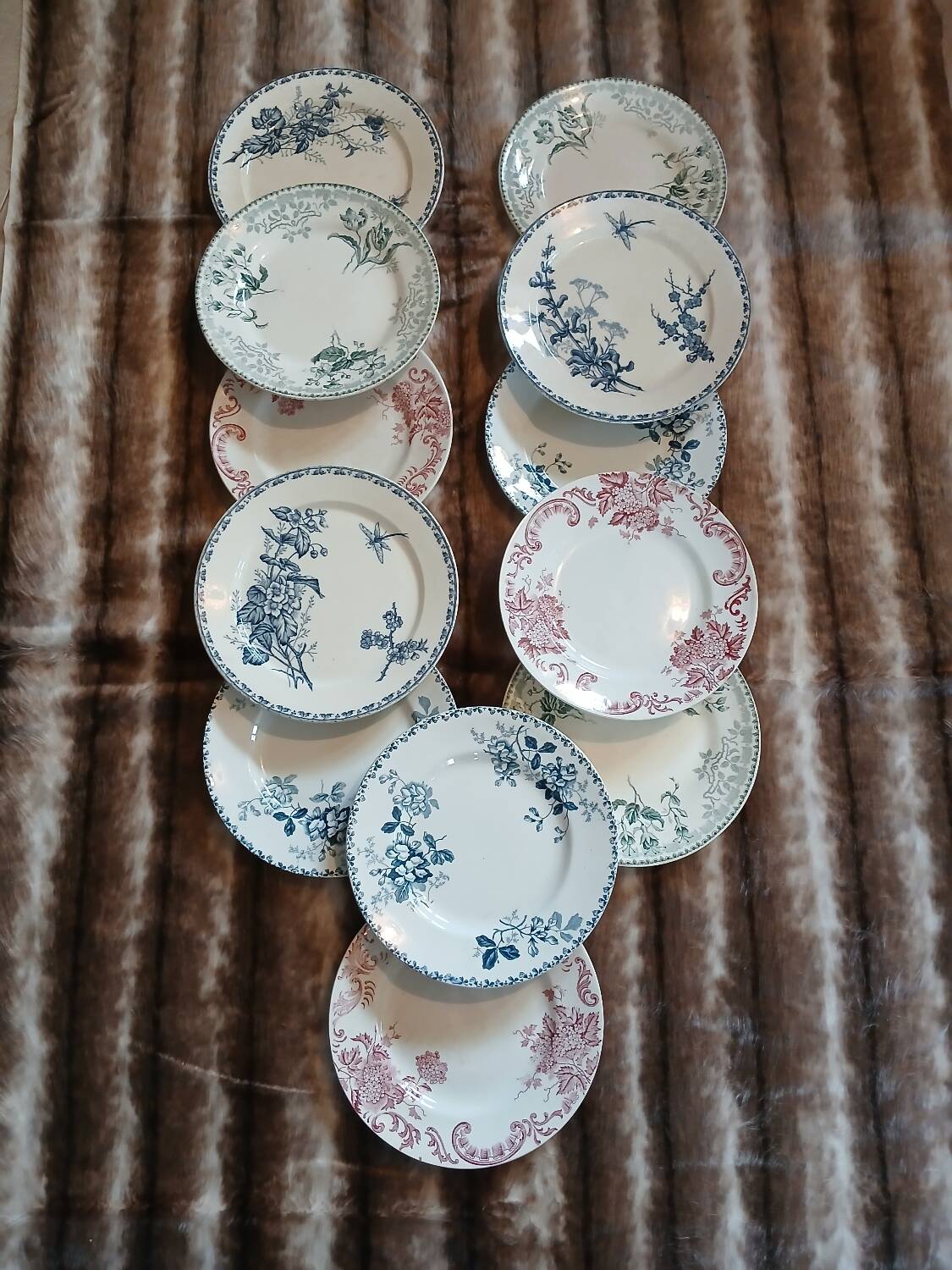 12 antique flat plates in ironstone