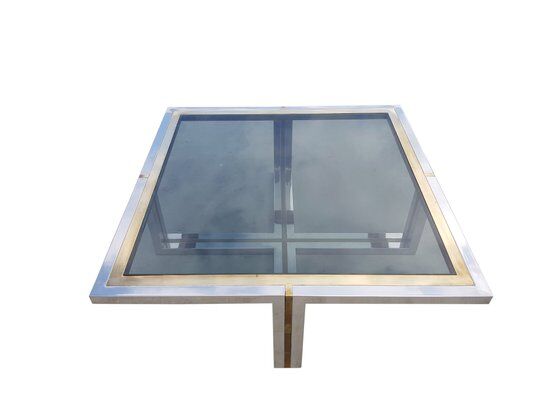 Vintage coffee table in brass and chrome, 1970