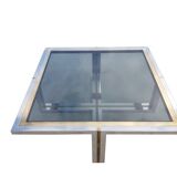 Table basse vintage en laiton et chrome, 1970