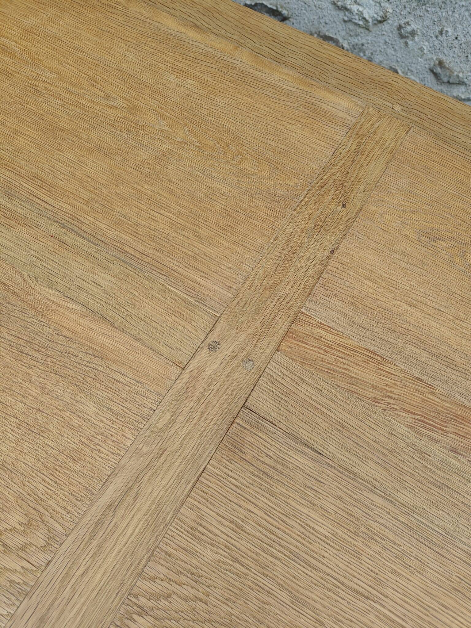 Oak farmhouse table stamped R Trotel