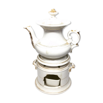 Gold-brown white porcelain teapot with gold