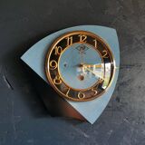 Vintage formica clock silent asymmetrical wall pendulum "MP blue black"