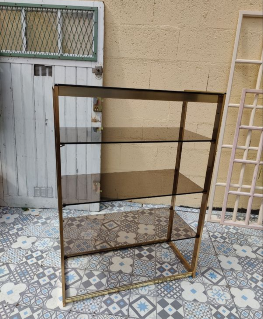 70s glass bookcase