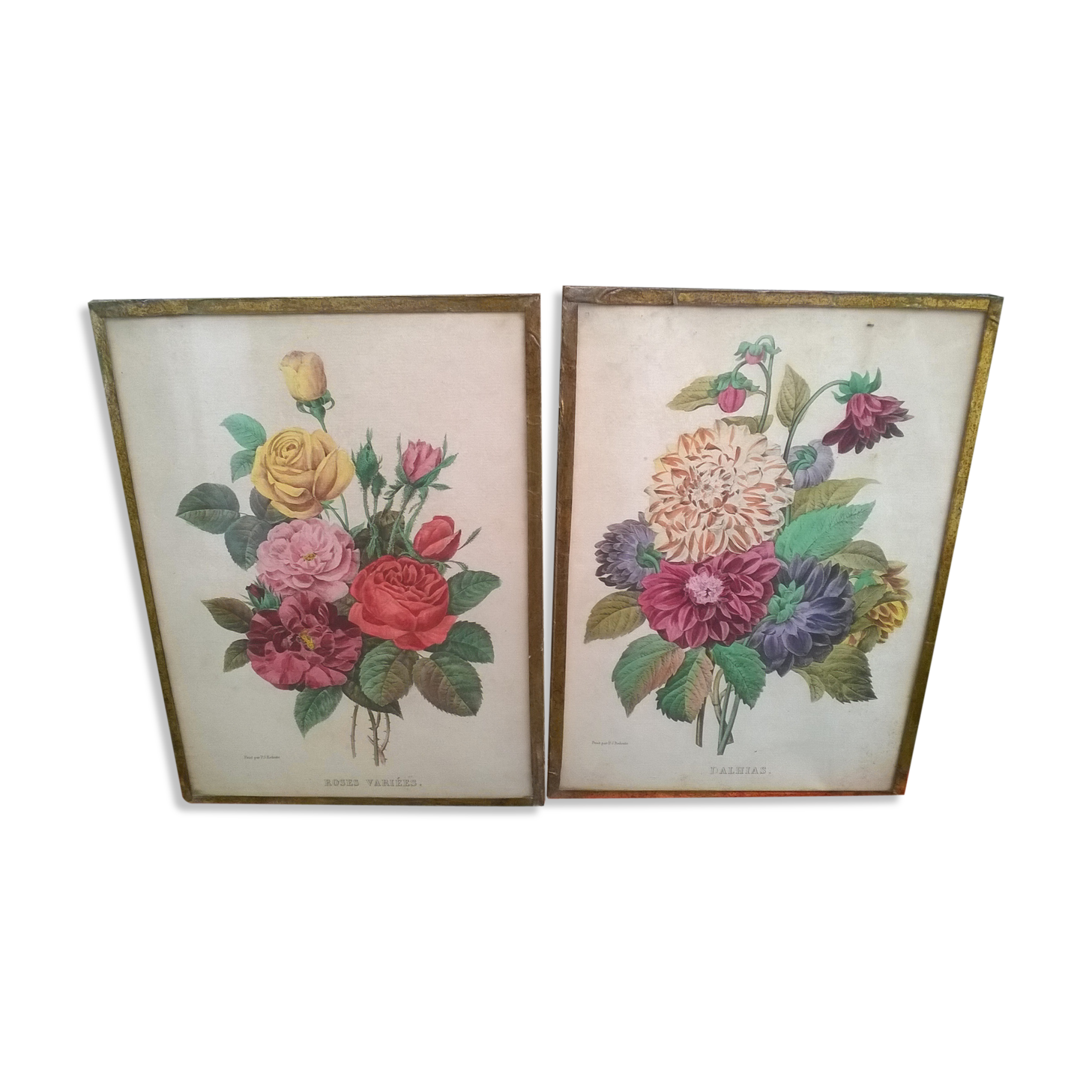 Pair of frames "with bouquets of flowers"