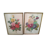 Paire de cadres "aux bouquets de fleurs"