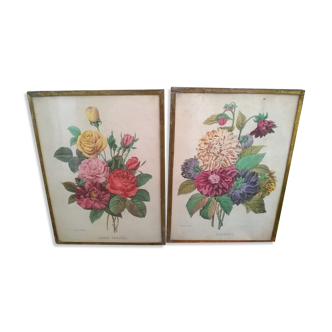 Pair of frames "with bouquets of flowers"