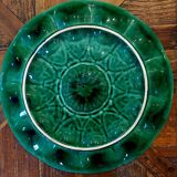 Antique green majolica oyster dish – Sarreguemines