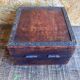 Antique Box Jewellery Wood + Leaf Motif Bronze Vintage #D98