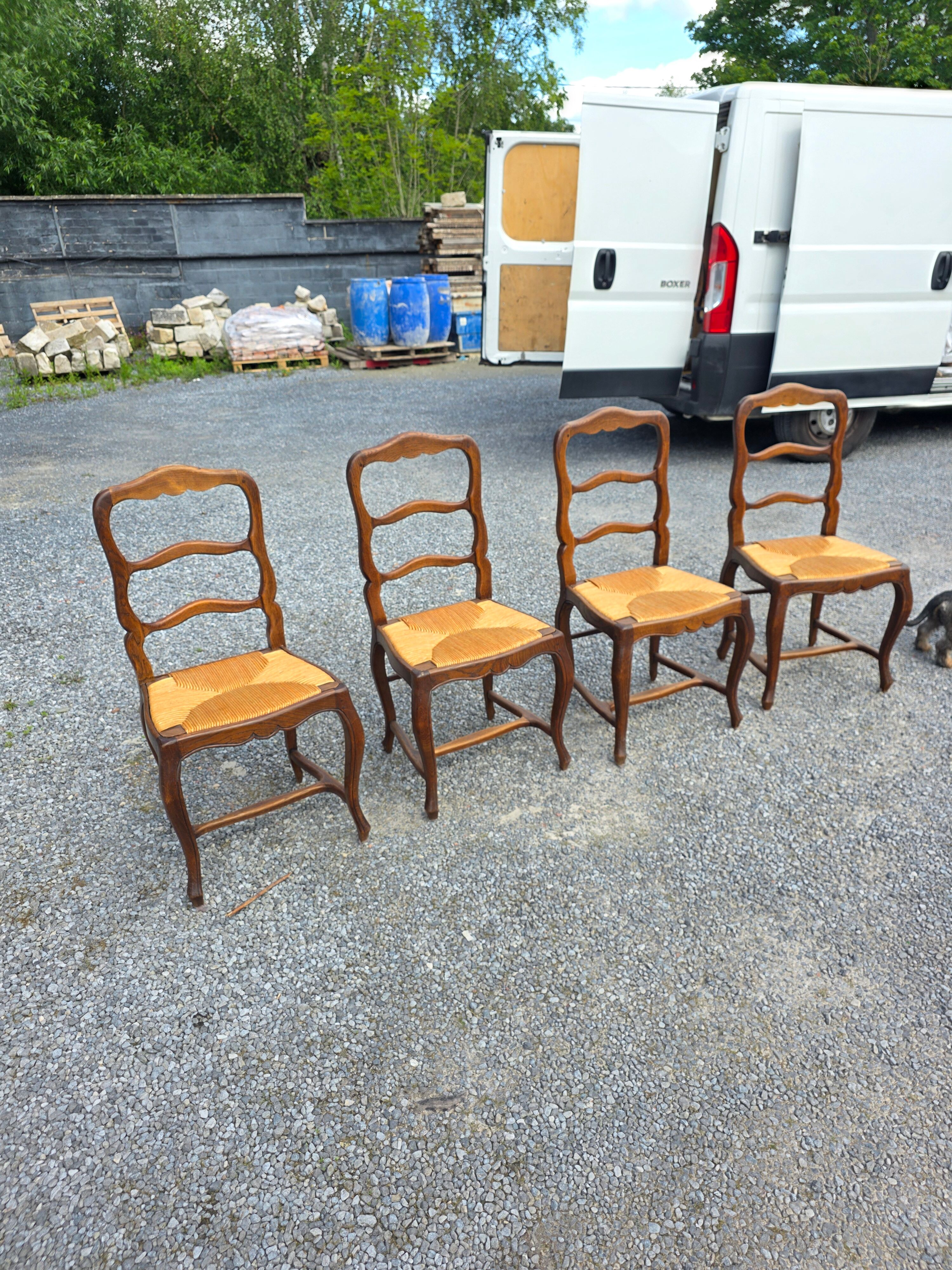 4 Louis XV style chairs in solid oak
