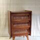 Chest of drawers with 3 drawers in solid wood and rattan decor - 1960s/70s