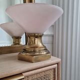 Old brass and opaline table lamp