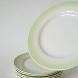 Set of 6 Tie & Dye green dessert plates, 1960