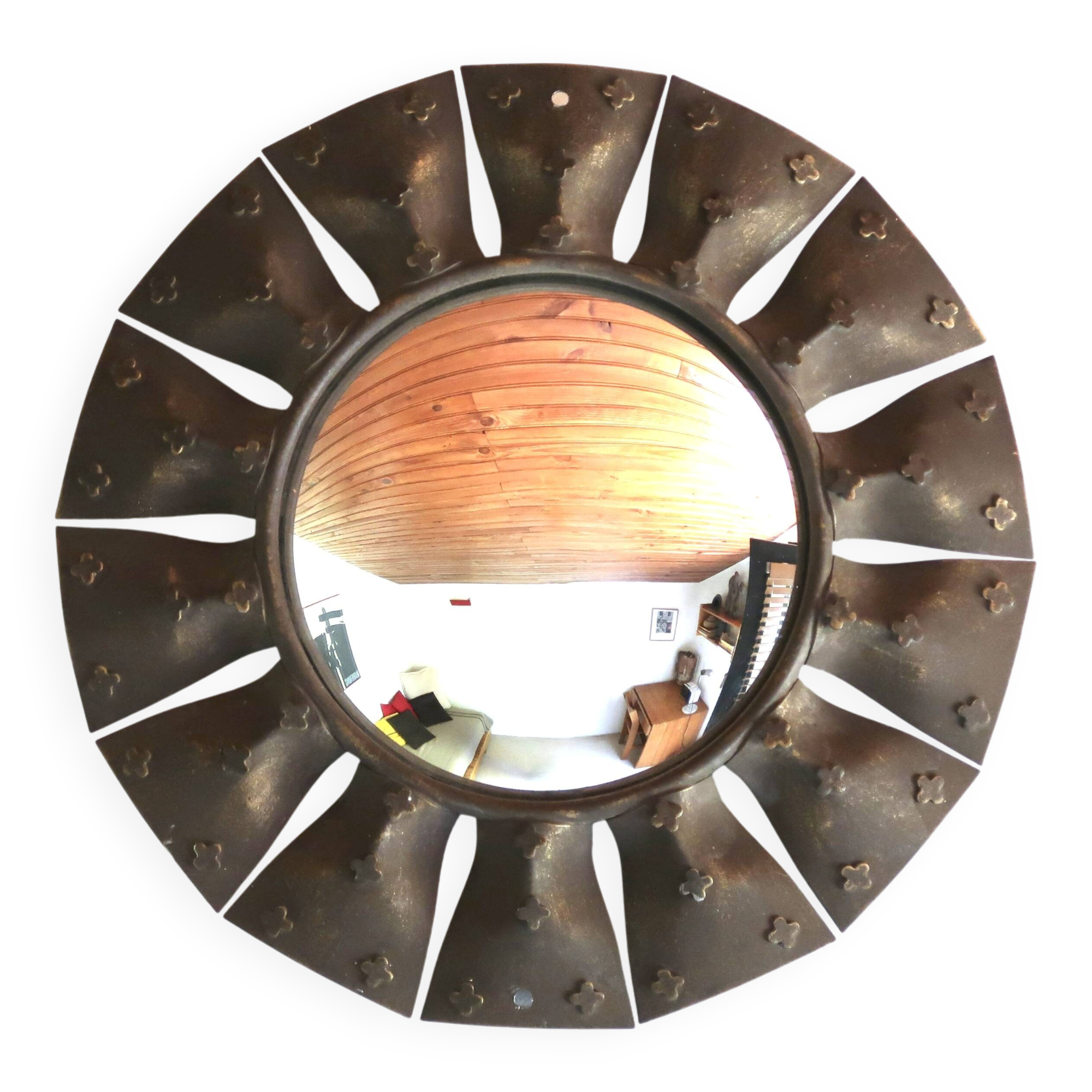 Miroir soleil convexe oeil de sorcière Chaty Vallauris A.M, France 1950