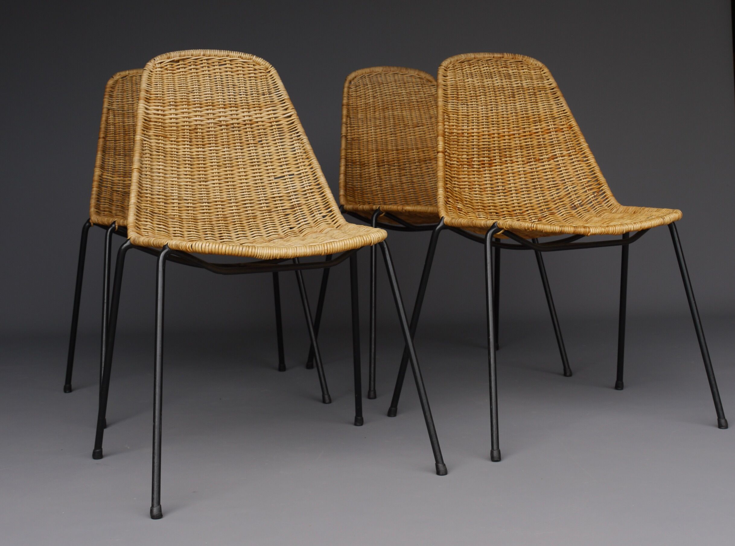 Mid-Century Wicker Chairs by Gian Franco Legler, 1950s. Set of 4