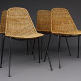 Mid-Century Wicker Chairs by Gian Franco Legler, 1950s. Set of 4