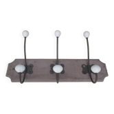 Wall coat rack in wood and porcelain