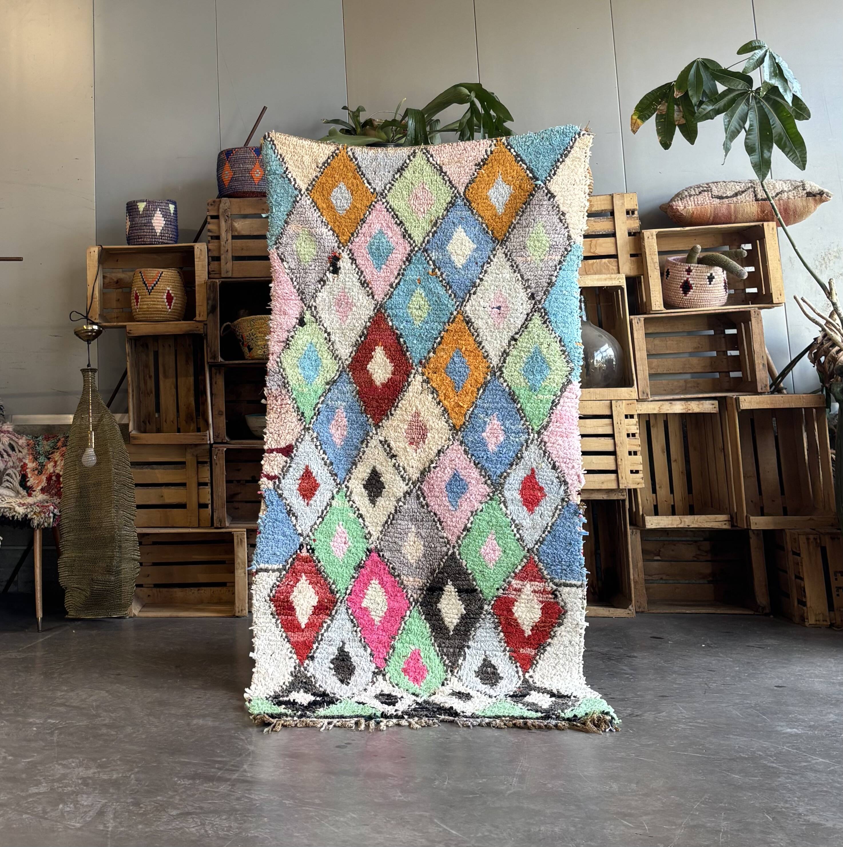 Boucherouite Berber rug – 100 x 210 cm – Handmade in Morocco