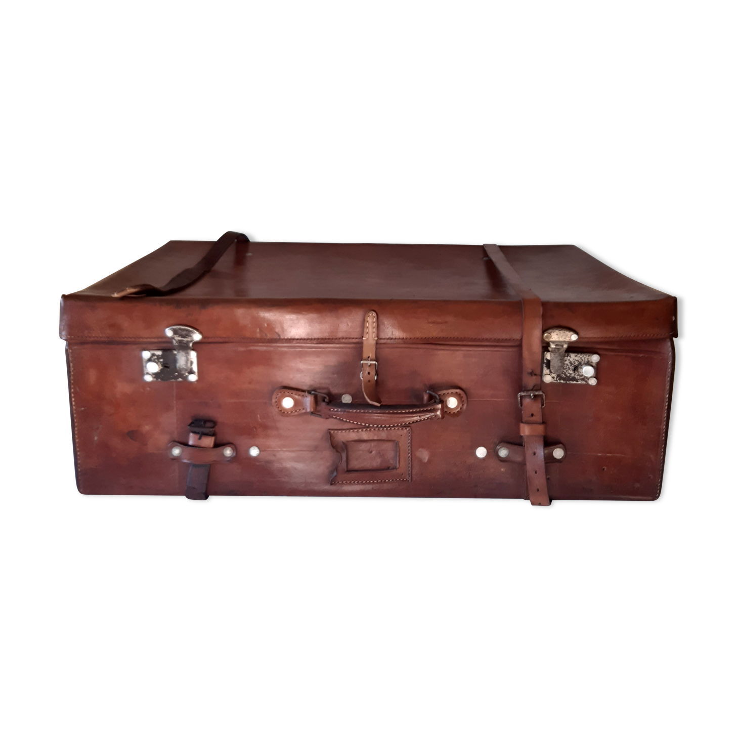 Large leather suitcase