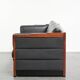 3-seater black cow leather sofa in timeless Art Deco design