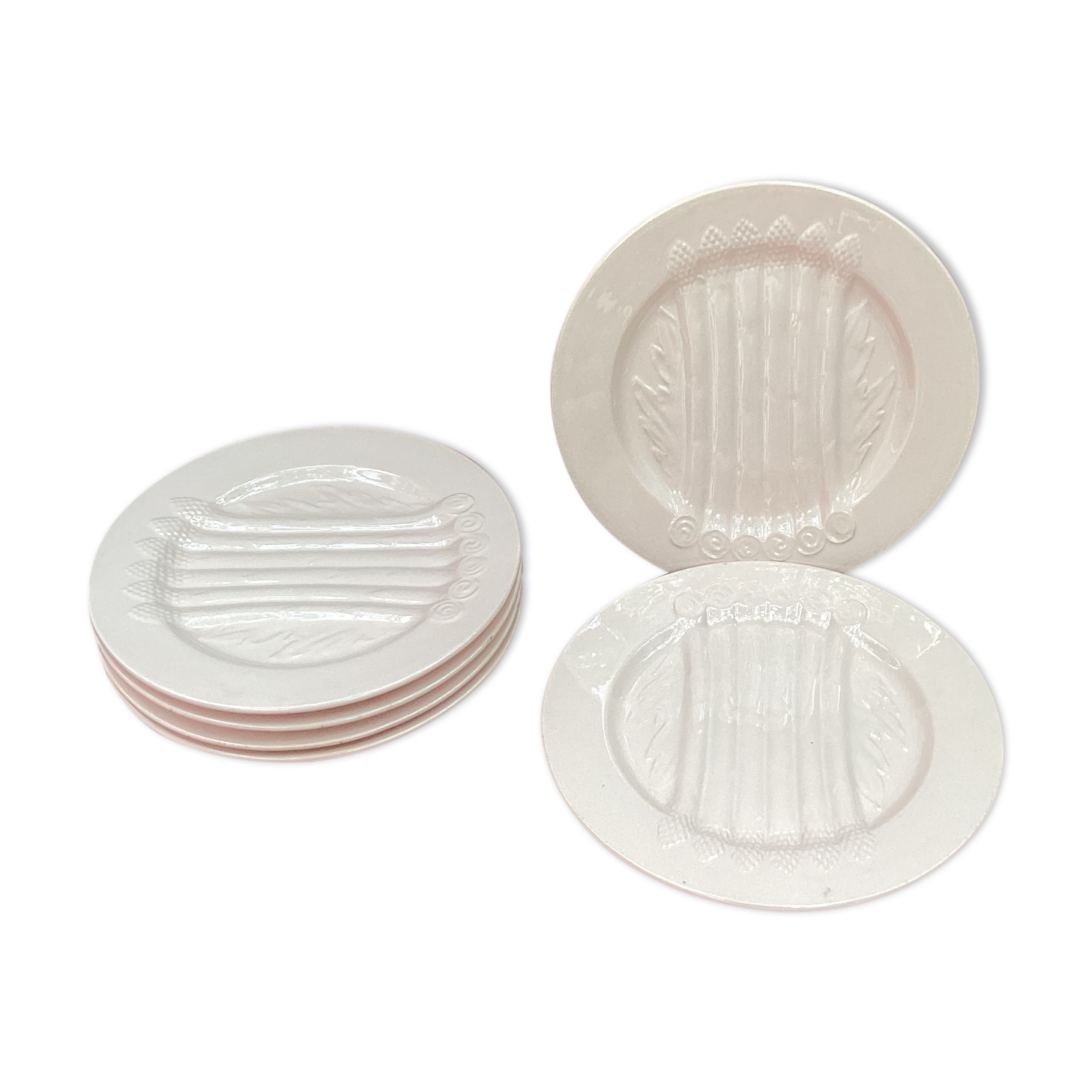 Set of six plates asparagus pale pink color porcelain dimension: D-25cm-