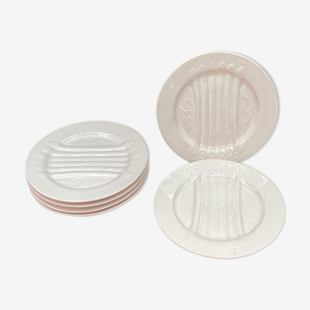 Set of six plates asparagus pale pink color porcelain dimension: D-25cm-