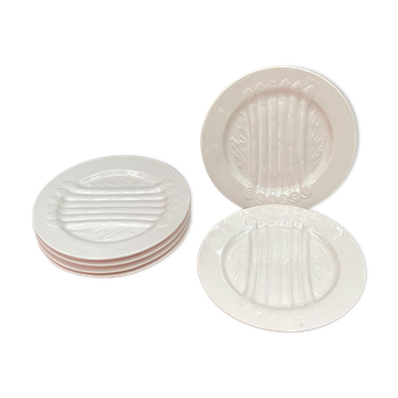 Set of six plates asparagus pale pink color porcelain dimension: D-25cm-
