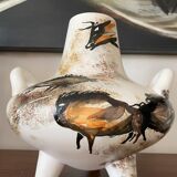 Ceramic vase with rock decoration Vallauris 1960