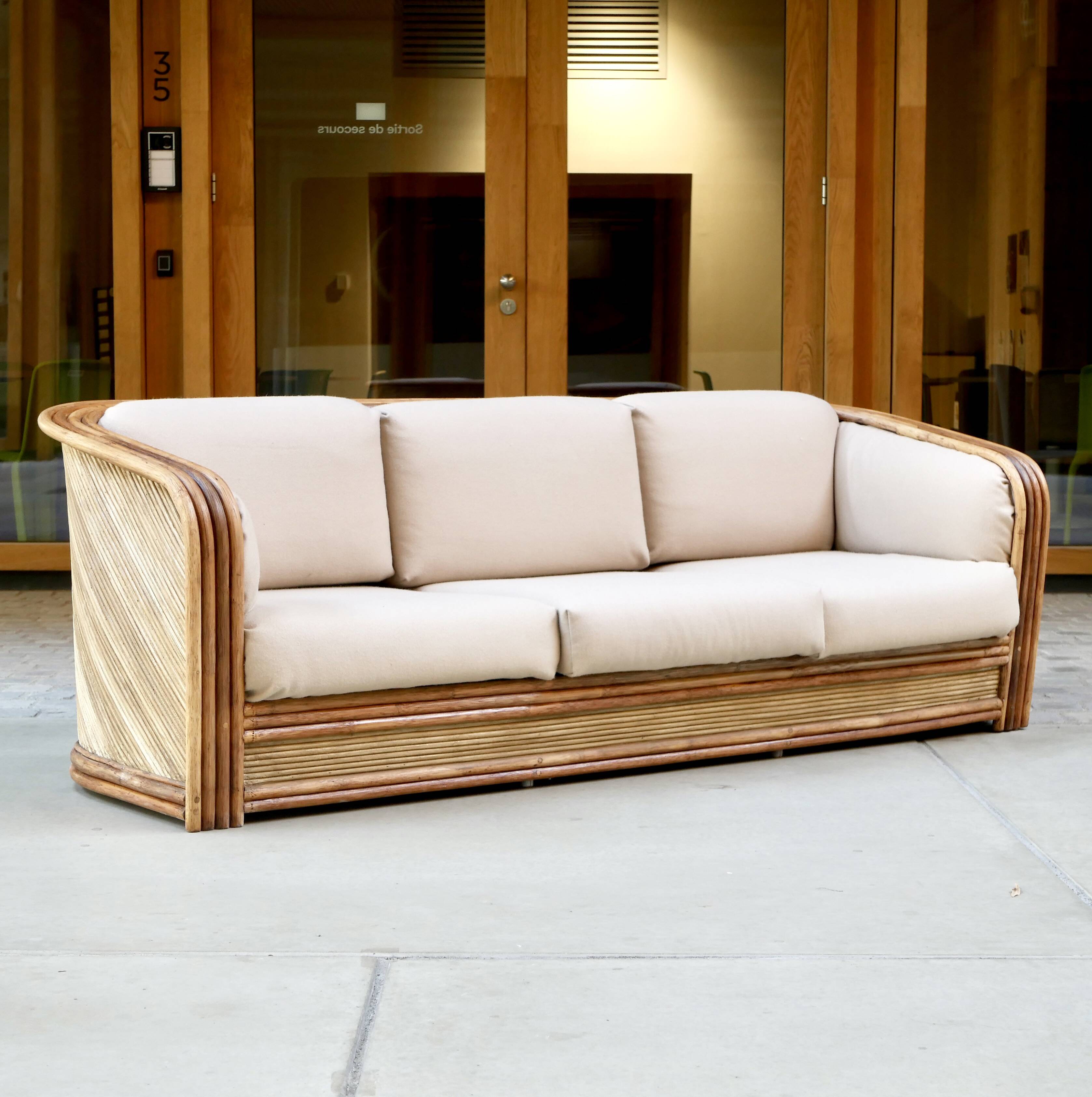 Maugrion rattan sofa for Roche Bobois, 1970s