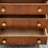 Chest of drawers of the 40s in walnut compass feet 3 drawers