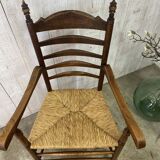Old straw armchair
